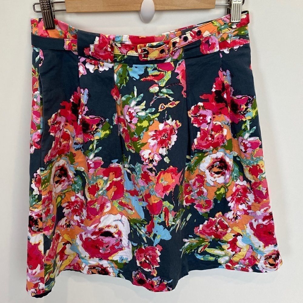 Adrianna Papell Belted Floral A-line Skirt